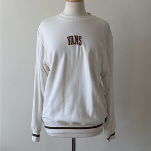 Vans Cream Crewneck Sweatshirt Loose Fit Unisex Small New Without Tags